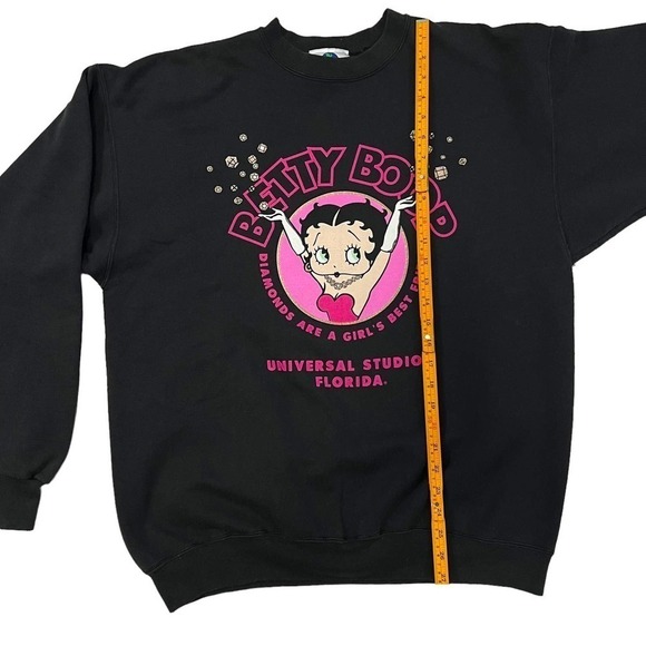 Betty Boop Vintage 90s Universal Studios Crewneck Sweatshirt Black Sz LG - Picture 6 of 14